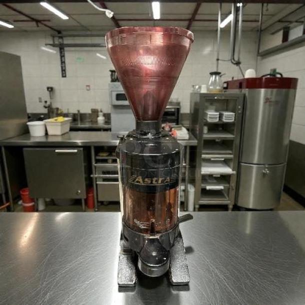Exceptional Astra AGS 003 commercial coffee grinder, 2 lb. capacity, semi-automatic, excellent condition, fully tested.