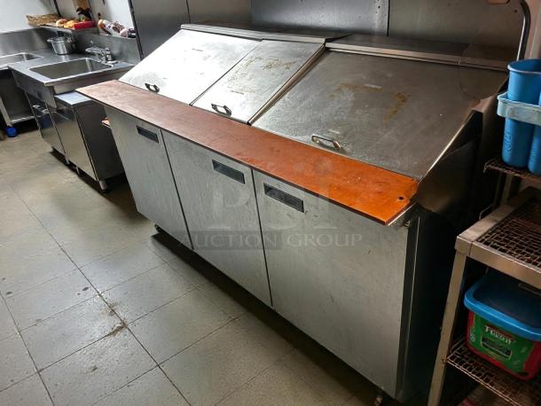 Delfield 4472NP-30M 72" mega top refrigerated sandwich prep cooler, stainless steel, tested, working, excellent condition.