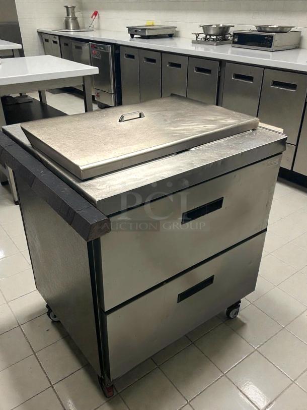 Delfield STD4427NP-8 27" refrigerated sandwich prep table, two drawers, tested working, excellent condition.