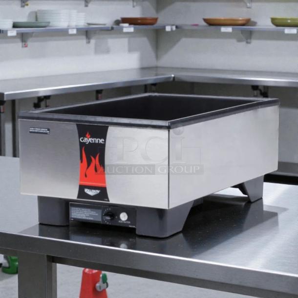 Vollrath 71001 Cayenne countertop food warmer, stainless steel, 120V, fully tested, excellent condition, visible control dial.