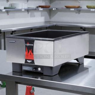 Vollrath 71001 Cayenne countertop food warmer, stainless steel, 120V, fully tested, excellent condition, visible control dial.