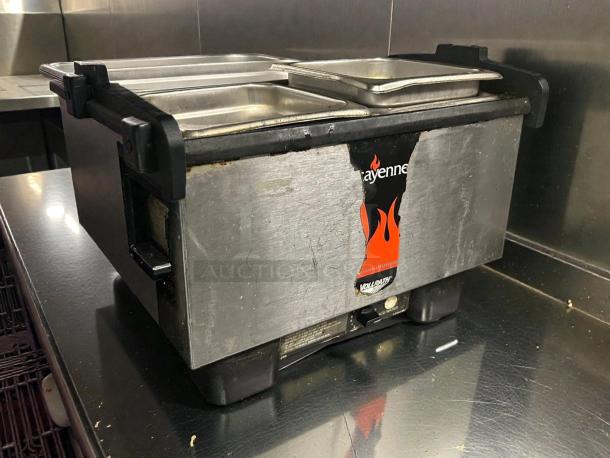 Vollrath 71001 Cayenne food warmer, 120V, stainless steel, tested working, visible wear, labels intact.