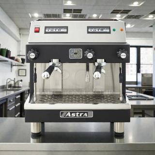 Astra Mega I M1-011-1 automatic espresso machine in exceptional condition, 110V, dual steam wands, stainless finish.