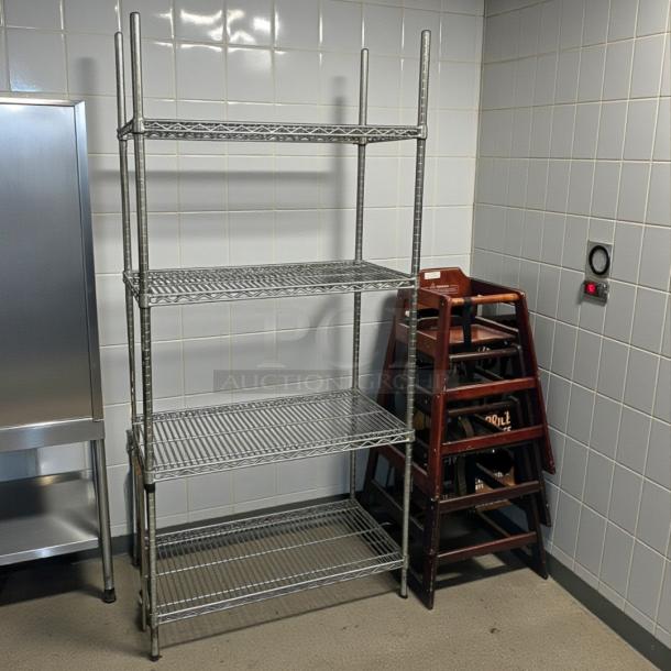 Metro Super Erecta 4-Shelf Wire Rack, 35"x18", commercial-grade, excellent condition, ready for use, sturdy metal construction.