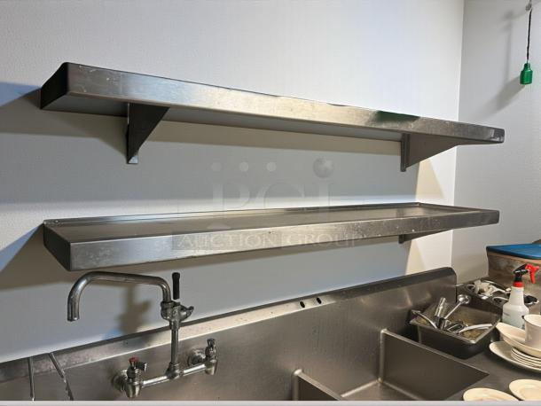 GSW USA WS-W1260 12"x60" stainless steel wall shelf, premium condition, with mounting brackets, fully tested.