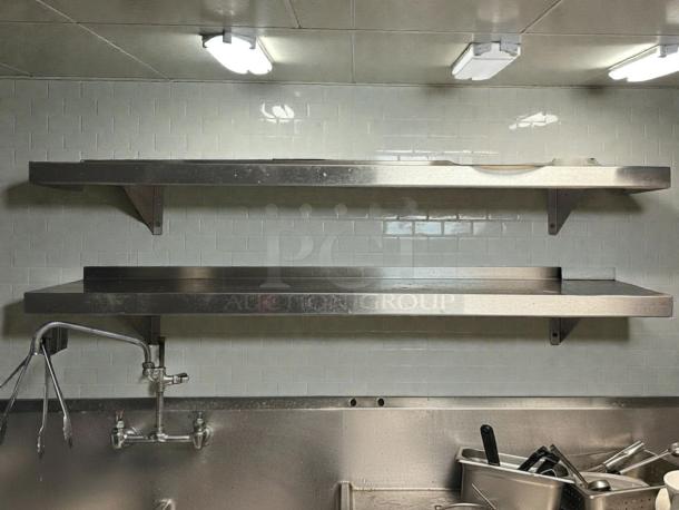 GSW USA WS-W1260 12"x60" stainless steel wall mount shelf with mounting brackets, premium condition.