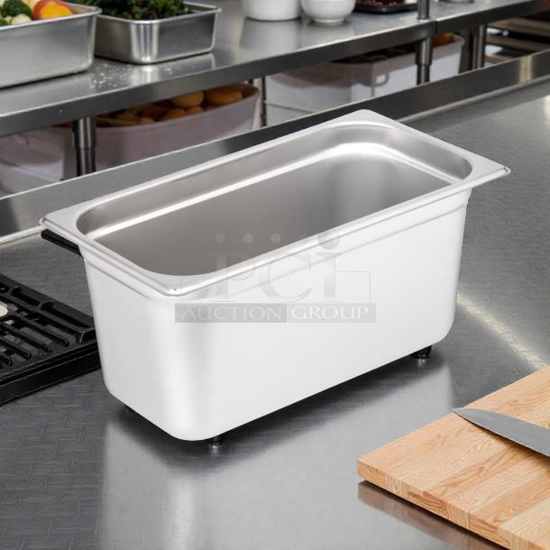 Carlisle DuraPan™ 607136, 1/3 size stainless steel hotel pan, 6" deep, pristine condition, fully tested, light gauge.