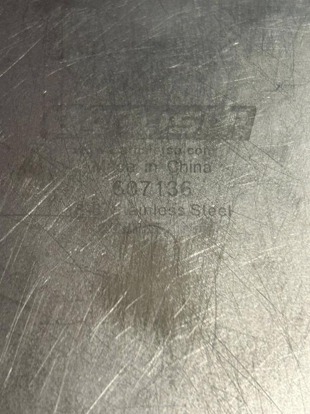 Carlisle DuraPan™ stainless steel steam table pan, model 607136, 1/3 size, 6" deep, pristine condition, made in China marking.