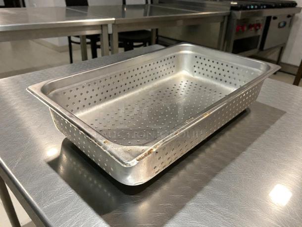 Carlisle DuraPan™ full-size perforated stainless steel steam table pan, 4" deep, pristine condition, fully tested.