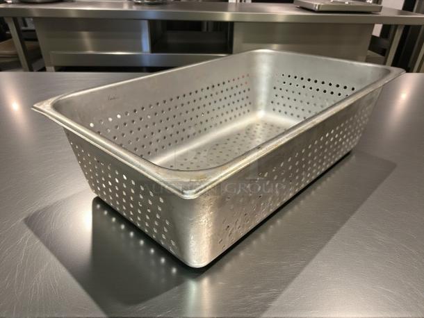 Choice perforated stainless steel steam table pan, 6" deep, outstanding condition, fully tested, ready for use.
