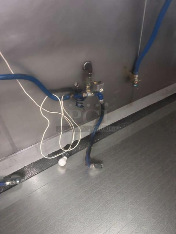 Commercial gas appliance connector hoses in prime condition; fully inspected, ready for use. Blue, flexible hoses with fittings.
