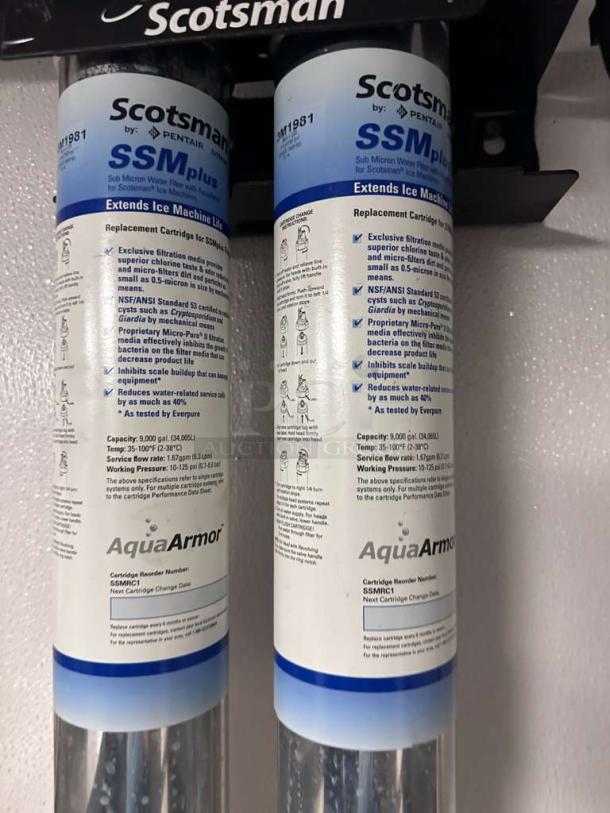 Scotsman SSM Plus AquaArmor water filtration system, excellent condition, clear labels, tested, working, dual cartridge setup.