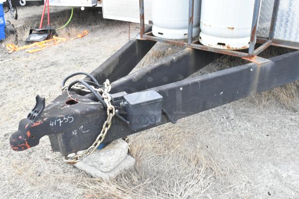 Trailer hitch of 28' Wendy's fast food trailer with chains and wiring. Visible markings: "41755 #2". Clear title.