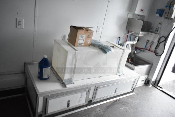 BRAND NEW 2020 SDG 20' unbranded food trailer interior with hand and mop sinks, ready for kitchen equipment. Clear title.