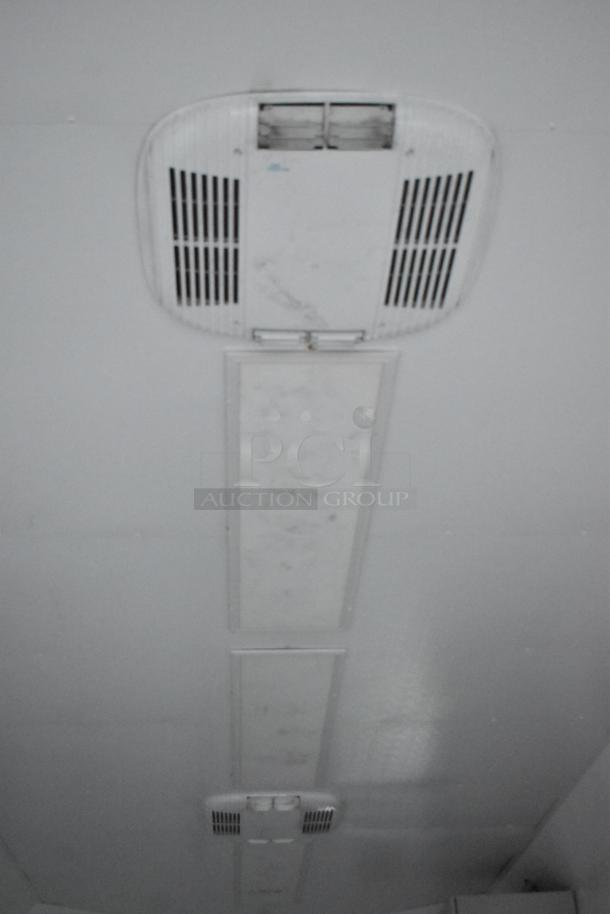 20' SDG unbranded shell food trailer interior ceiling view, 2020 model, brand new, fitted with vents.