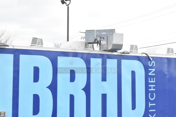 2021 Rock Solid Cargo 24' fast food trailer, blue exterior, equipped with new commercial kitchen appliances, clear title.