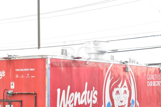 Rock Solid Cargo 28' Wendy's fast food trailer, fully outfitted with commercial-grade equipment. "For Delivery Only" markings visible.
