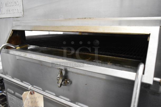 Middleby Marshall PS540G stainless steel conveyor pizza oven on casters, natural gas, 110,000 BTU, commercial use.