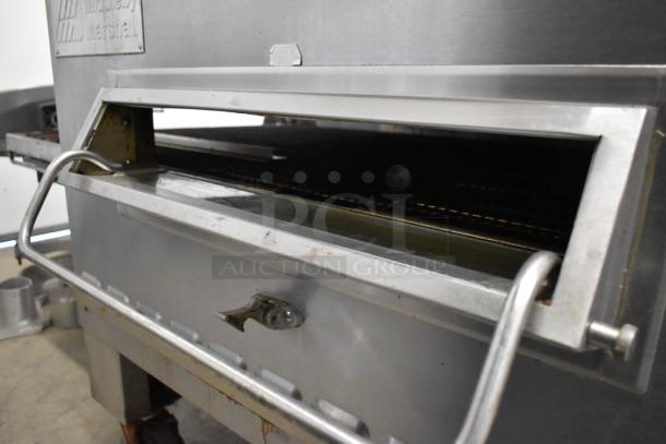 Middleby Marshall PS540G stainless steel conveyor pizza oven, natural gas, 110,000 BTU, on casters, commercial use.