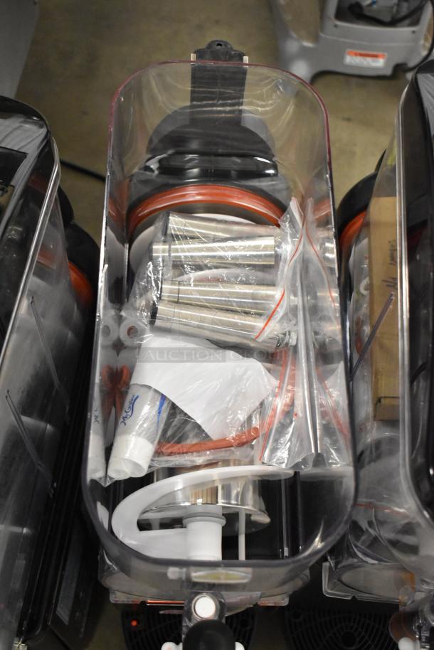 Brand new Galaxy 177GSM1 metal slushy machine, 3-gallon capacity, 120 volts, in original packaging with accessories.