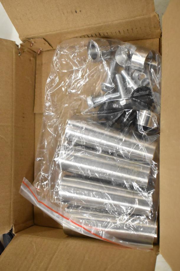 Box of metal components and hardware for the Galaxy 177GSM2 Granita Machine, new condition, packaged in plastic.