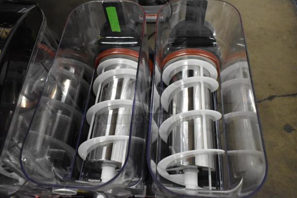 BRAND NEW Galaxy 177GSM2 metal countertop granita machine with visible auger mechanism, 120V, double 3-gallon capacity.