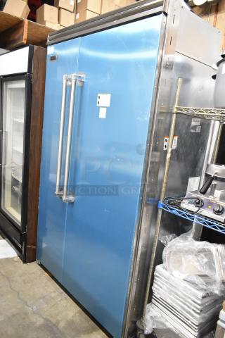 "Brand new Viking stainless steel 2-door reach-in cooler and freezer, 115 volts, 1 phase, with protective film, scratch and dent."