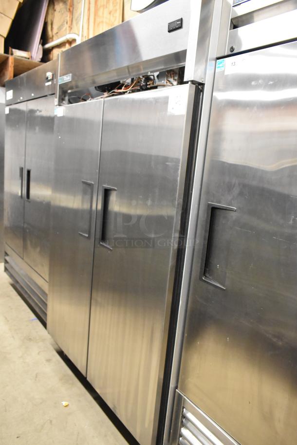 2022 True TG2R-2S-HC stainless steel commercial 2-door reach-in cooler on casters, 115V, 1 phase, in good condition.