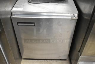 Delfield 406CA stainless steel single door undercounter cooler; 115V, 1 phase; missing one caster; commercial use.
