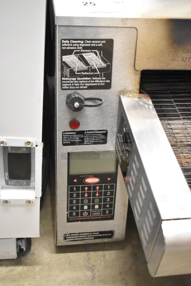 Hatco ITQ-1750-2C stainless steel dual conveyor toaster with digital controls, 2 1/4" opening, used condition.