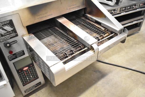 Hatco ITQ-1750-2C stainless steel dual conveyor toaster with 2 1/4" opening, digital controls, used condition, 208V, 1 phase.