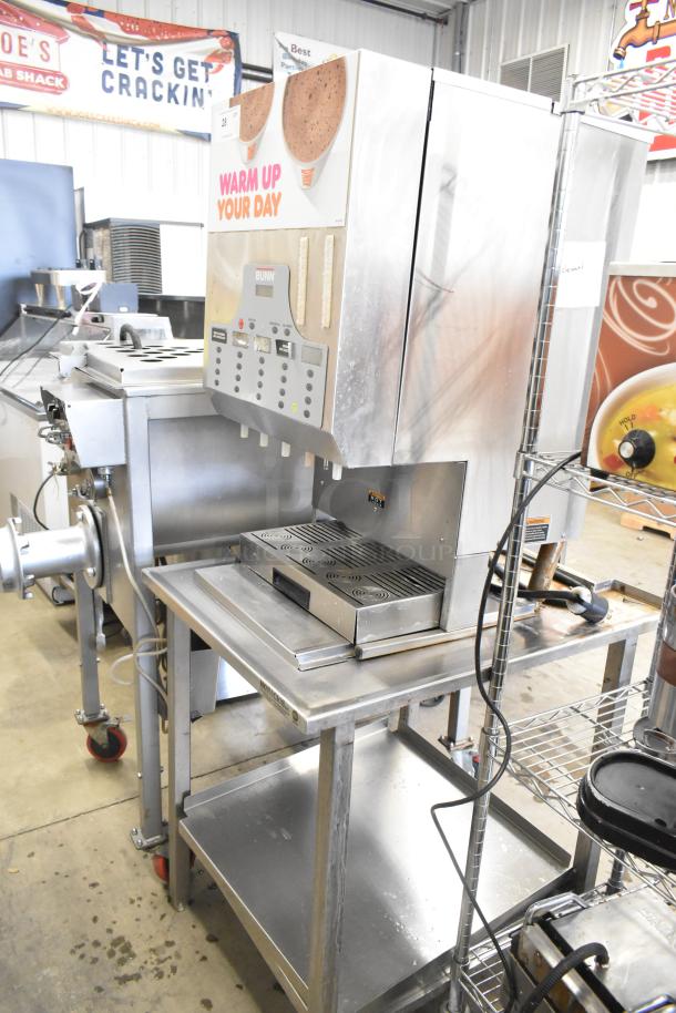 Bunn IMIX-5 stainless steel commercial cappuccino machine on stand, 120/208-240V, 1 phase, used condition.