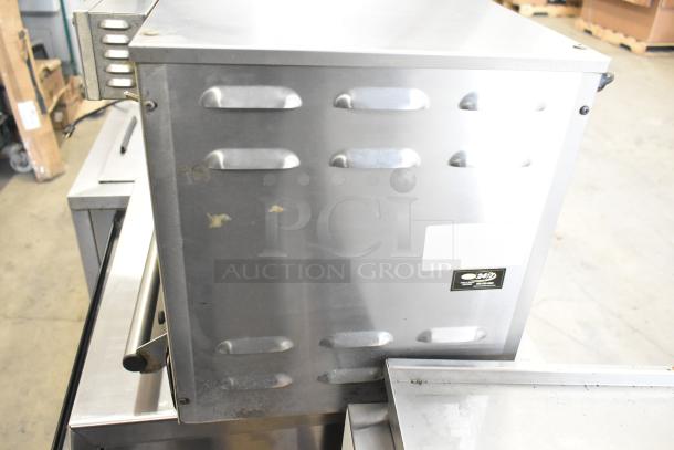 Hatco stainless steel countertop heated holding cabinet, commercial-grade, 120 volts, visible label.