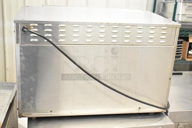 Hatco stainless steel countertop heated holding cabinet, 120V, 1 phase, used condition, minor surface wear visible.