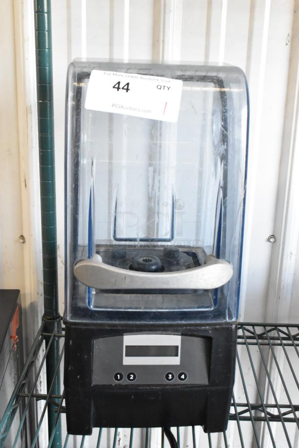 2021 Vita-Mix VM0145 Quiet One Blender Base, sound enclosure, 120V, 1 phase, metal finish, excellent condition, auction tag visible.