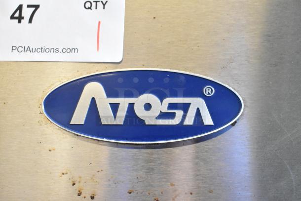 2019 Atosa MBF8001GR stainless steel commercial freezer with single door, poly coated racks, 115V, 1 phase. Brand logo visible.
