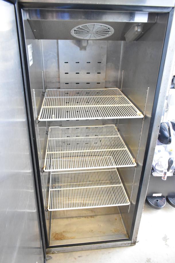 2019 Atosa MBF8001GR stainless steel single door freezer, poly-coated racks, 115V, 1 phase, clean interior, good condition.