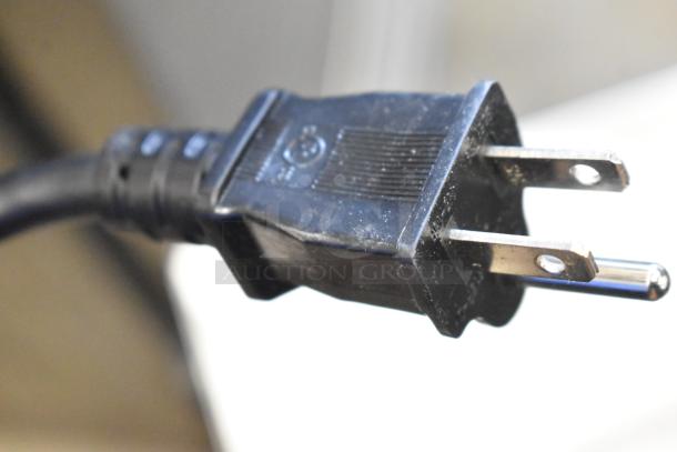 Close-up of the power plug for the 2025 Avantco 177W43 Stainless Steel Commercial Food Warmer. 120 Volts, 1 Phase.