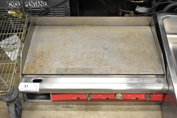 Avantco 177EG30N 30" stainless steel electric countertop griddle, used condition, 208/240V, 1 phase, temperature controls visible.