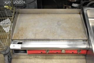 Avantco 177EG30N 30" stainless steel electric countertop griddle, used condition, 208/240V, 1 phase, temperature controls visible.