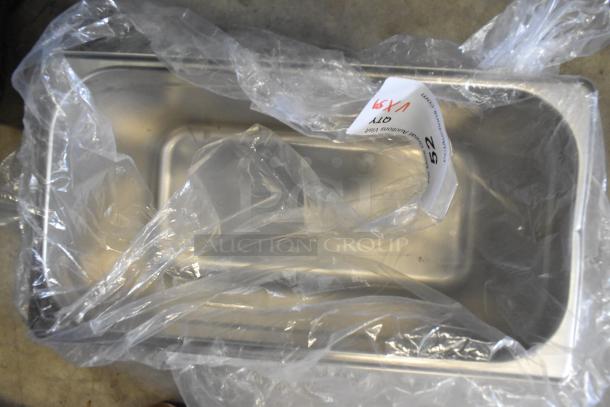 Brand new Choice stainless steel drop-in bin, wrapped in plastic. Includes item number 4070369, 1/3x6 size.