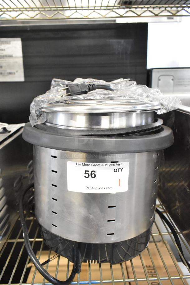 Brand new Vollrath 74701D Mirage 7 Qt. stainless steel induction rethermalizer, 120 volts, with plastic-wrapped lid and plug.