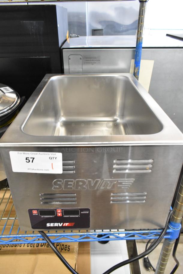 Brand new ServIt 423FW150 stainless steel electric countertop food warmer, 12"x20", digital controls, 120V, 1 Phase.