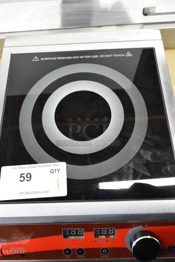 Brand new Avantco 177IC1800 stainless steel commercial induction range, 2025 model, with minor scratches and dents, 120V, 1 phase.