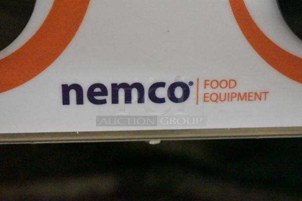 Nemco logo on stainless steel 2025 Nemco 6311-4-240 commercial countertop hot plate, 4 solid burners, 240V, 1 Phase.