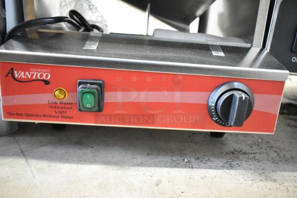 Brand new 2025 Avantco 177HDS175 stainless steel electric hot dog steamer, 175 dog/40 bun capacity, scratch and dent.