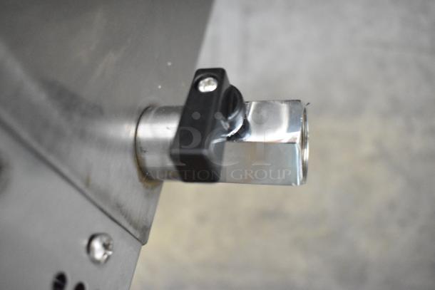 Close-up of a stainless steel valve on a 2025 Avantco 177HDS175 hot dog steamer, showing scratch and dent condition.