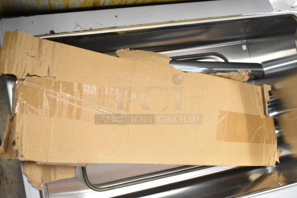 Brand new 2025 ServIt 423EST3WO stainless steel steam table, three pan, adjustable undershelf, minor scratches.