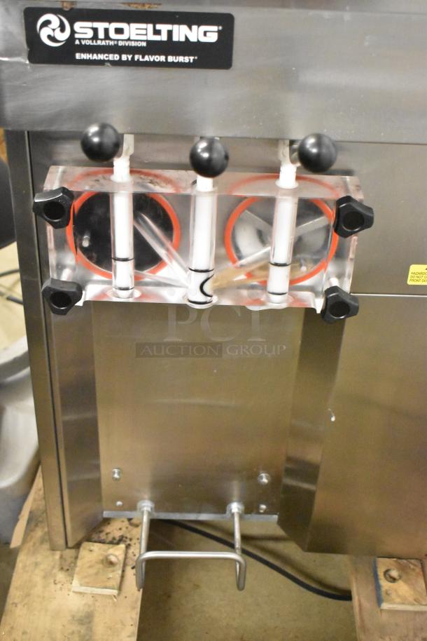 Stoelting F131-38I2 stainless steel soft serve machine, 2 flavor with twist, countertop model. 208-240V, 1 phase.