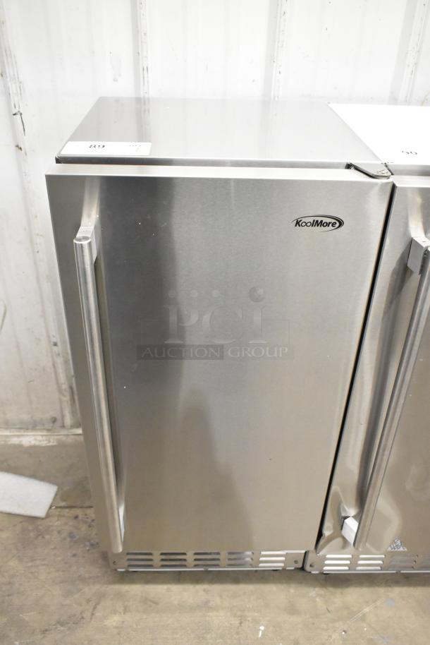BRAND NEW KoolMore KM-BIM66-NSS stainless steel ice maker, 66lb/day, built-in, with visible minor scratches.